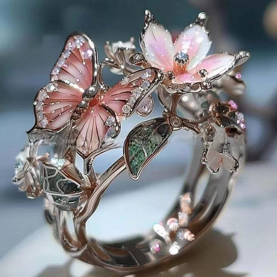 Flower Butterfly Ring