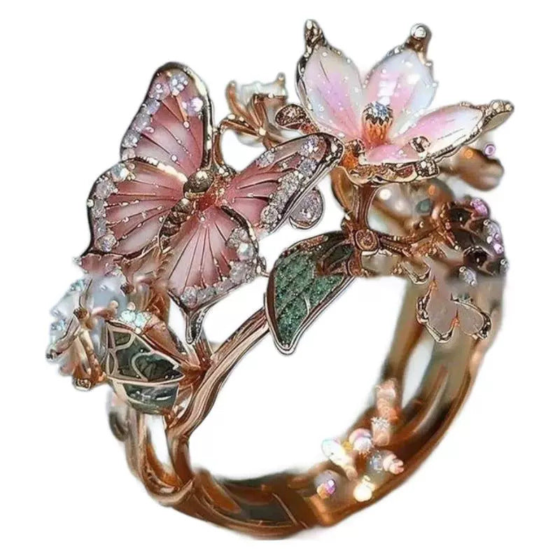 Flower Butterfly Ring