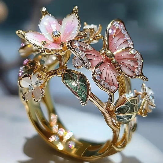 Flower Butterfly Ring