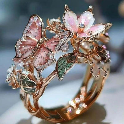 Flower Butterfly Ring