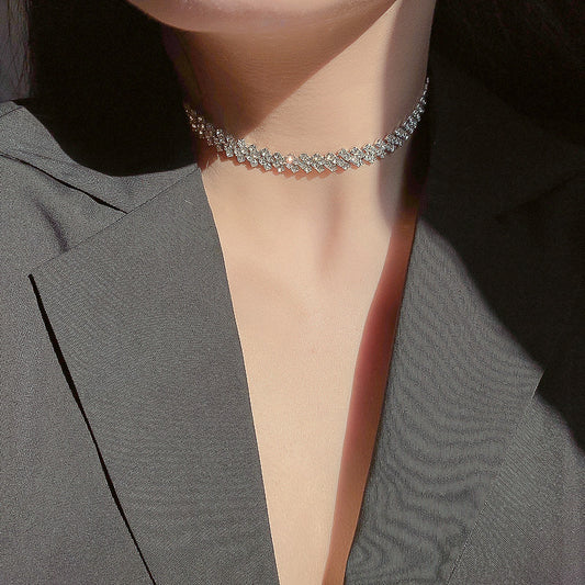 Full Rhinestone Necklace Necklace Clavicle Chain Necklace