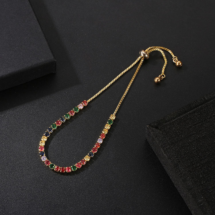 Adjustable Crystal Bracelet Seven-color Rhinestone Zircon Bracelet